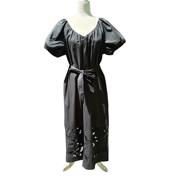 NWT Banana Republic Embroidered Cotton Poplin Ruched Midi Dress - Picture 5 of 7